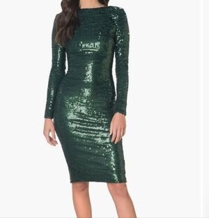 Emery Long Sleeve Sequin Cocktail Midi Dress